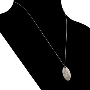 Sterling Silver Oval Etched Floral Necklace Boho